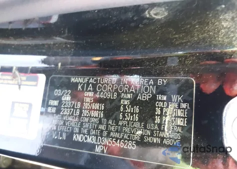 2022 Kia Niro Plug-In Hybrid Lxs from USA, damaged, VIN KNDCM3LD3N5546285